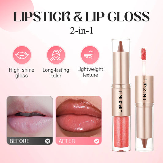 Batom matte e gloss labial 2 em 1