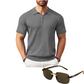 Camisa de malha canelada com fecho e manga curta para homem