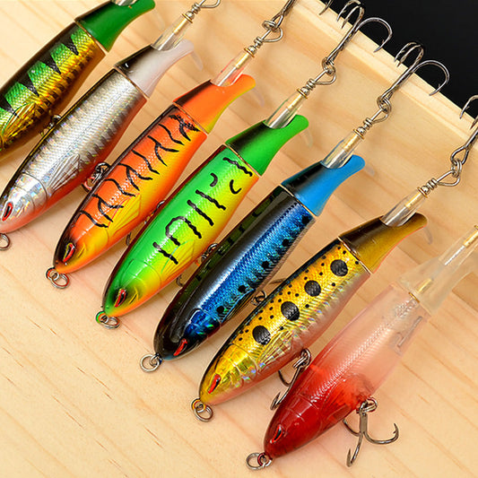 Isca de peixe com hélice flutuante e cauda giratória