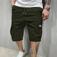 Calções cargo casuais masculinos com cintura ajustável por cordão.