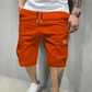 Calções cargo casuais masculinos com cintura ajustável por cordão.