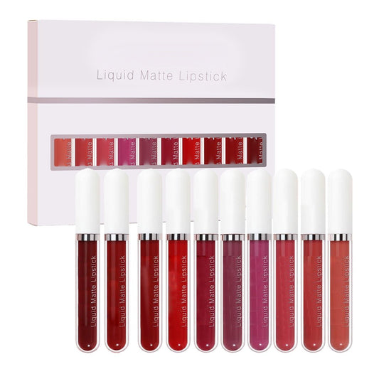 💝10 unidades de brilho labial mate, à prova de água e de longa duração