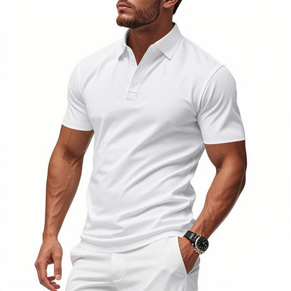 Camiseta masculina de manga curta com gola lapela e secagem rápida