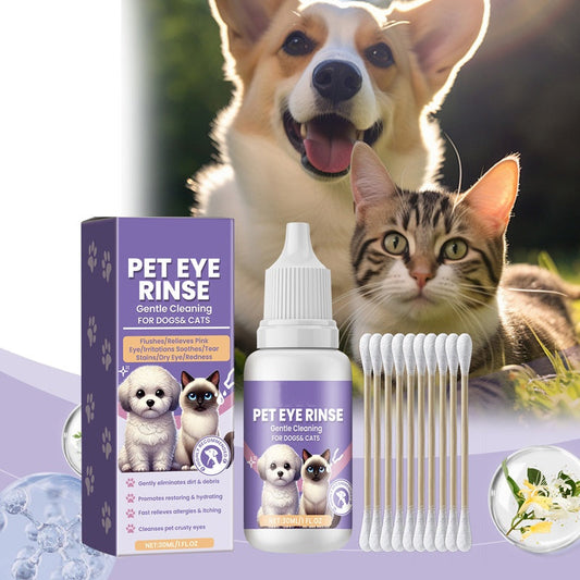 Solução suave para lavagem ocular de cães e gatos.