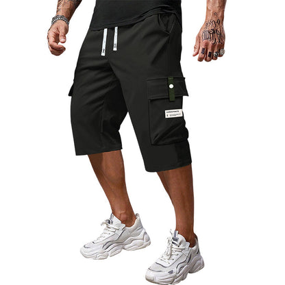 📢📢 50% DE DESCONTO! ⏰ Calça Cargo Capri Casual com Cordão para Homens