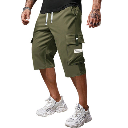 📢📢 50% DE DESCONTO! ⏰ Calça Cargo Capri Casual com Cordão para Homens