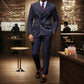 Conjunto de terno risca de giz masculino com abotoamento duplo