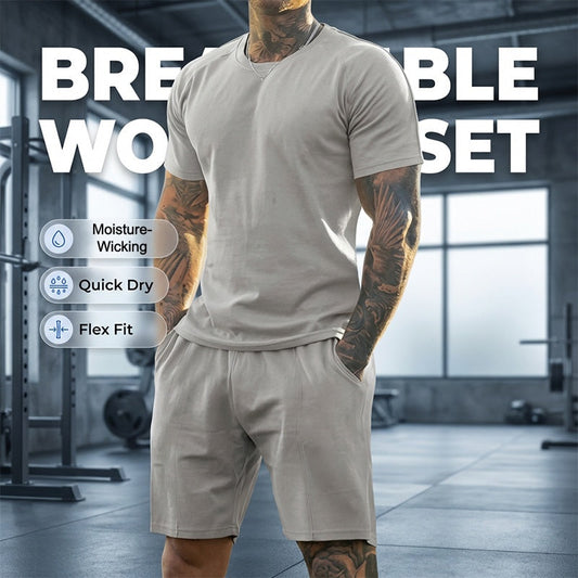 Conjunto de camiseta e shorts esportivos masculinos de 2 peças 💪 O conjunto fitness masculino definitivo 🏋️‍♂️
