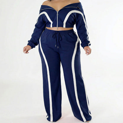 Conjunto de top cropped color block e calça pantalona