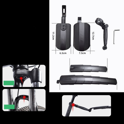 Conjunto de para-lamas retráteis e ajustáveis para bicicleta