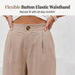 Calça feminina casual de cintura alta e pernas largas