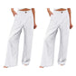 Calça feminina casual de cintura alta e pernas largas