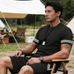 Conjunto de camiseta listrada masculina e shorts