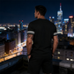 Conjunto de camiseta listrada masculina e shorts
