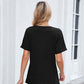 Camiseta feminina casual de manga curta com decote em V