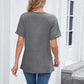 Camiseta feminina casual de manga curta com decote em V