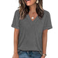 Camiseta feminina casual de manga curta com decote em V