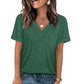 Camiseta feminina casual de manga curta com decote em V