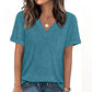 Camiseta feminina casual de manga curta com decote em V