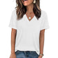 Camiseta feminina casual de manga curta com decote em V