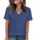 Camiseta feminina casual de manga curta com decote em V