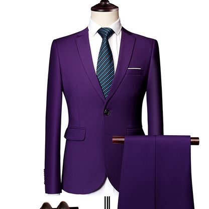 ✨👔50% de desconto + envio gratuito🔥Conjunto de fato de negócios de corte moderno, 2 peças, para homem