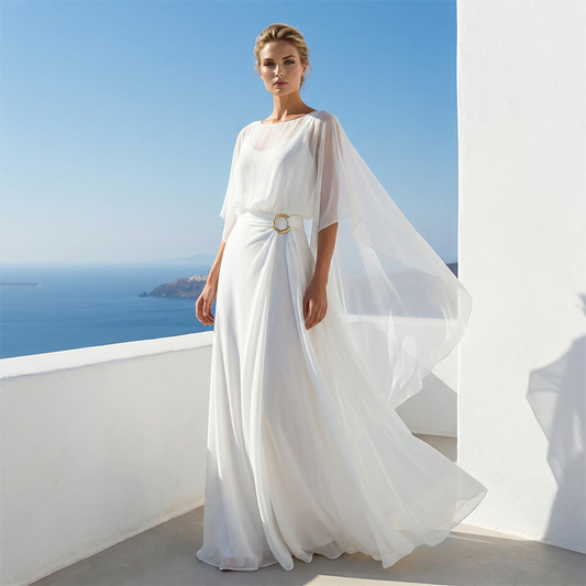 🥳PROMOÇÃO IMPERDÍVEL DE 2026🥳🌸 50% DE DESCONTO! Conjunto de Blusa com Mangas Capa e Calça Transpassada – Mangas capa elegantes, frente transpassada que valoriza a silhueta.