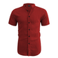📢📢50% DE DESCONTO!! ⏰ Camisa masculina de manga curta com gola alta para o verão – Material respirável, modelagem moderna e ideal para ocasiões casuais ou para o trabalho 💼