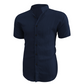 📢📢50% DE DESCONTO!! ⏰ Camisa masculina de manga curta com gola alta para o verão – Material respirável, modelagem moderna e ideal para ocasiões casuais ou para o trabalho 💼