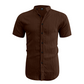 📢📢50% DE DESCONTO!! ⏰ Camisa masculina de manga curta com gola alta para o verão – Material respirável, modelagem moderna e ideal para ocasiões casuais ou para o trabalho 💼