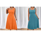 Vestido feminino elegante sem mangas em cor sólida