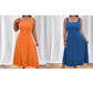 Vestido feminino elegante sem mangas em cor sólida
