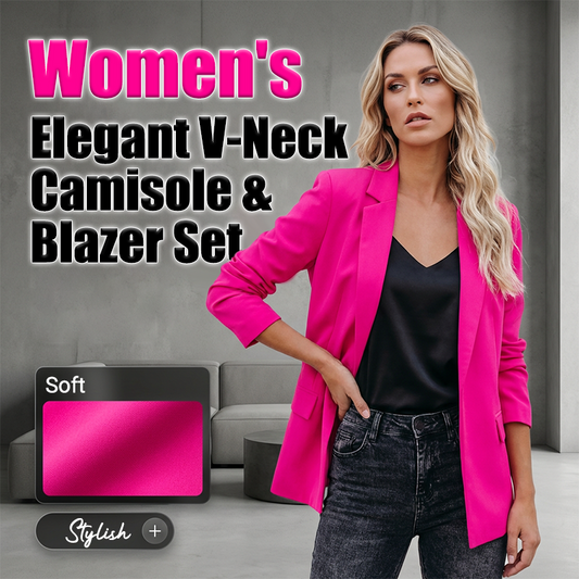 Conjunto feminino elegante de blusa regata com decote em V e blazer