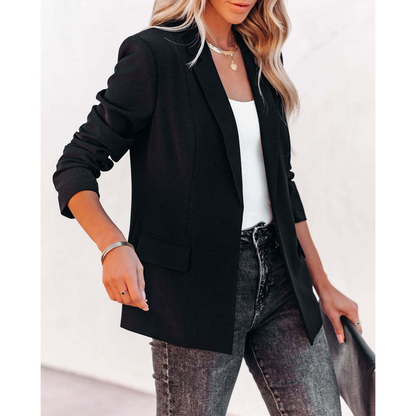 Conjunto feminino elegante de blusa regata com decote em V e blazer