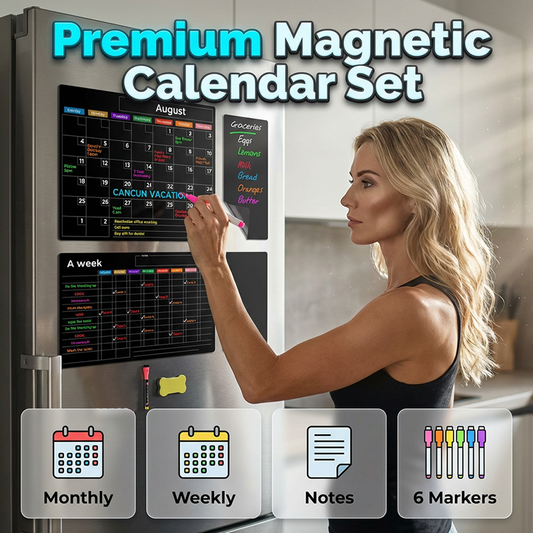 Quadro de Calendário Magnético com Marcadores Apagáveis