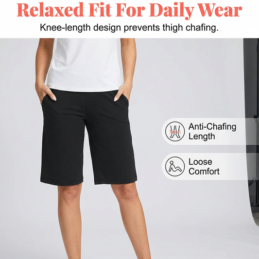 Shorts femininos de cintura alta com bolsos