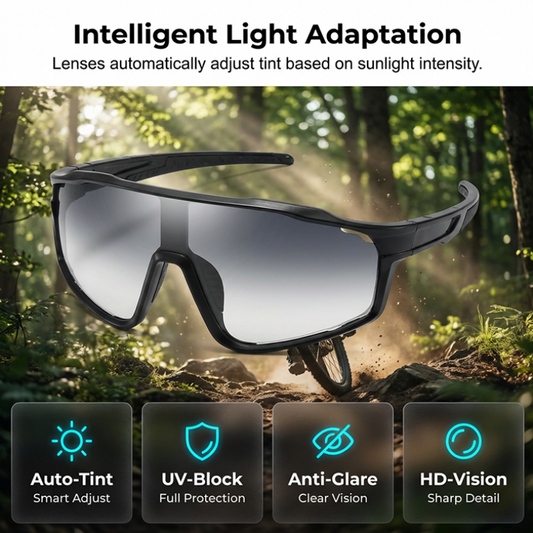 🚴‍♀️ Óculos esportivos fotossensíveis para homens e mulheres – Proteção e conforto perfeitos em qualquer clima! ☀️👓✨