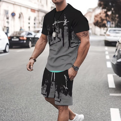 👕 50% DE DESCONTO AGORA! 🔥 Conjunto masculino de camiseta e shorts com estampa gráfica – Tecido macio, design arrojado e perfeito para os dias de verão ☀️