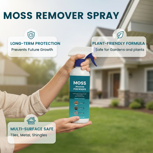 Spray multiuso para limpeza de musgo e algas em telhados