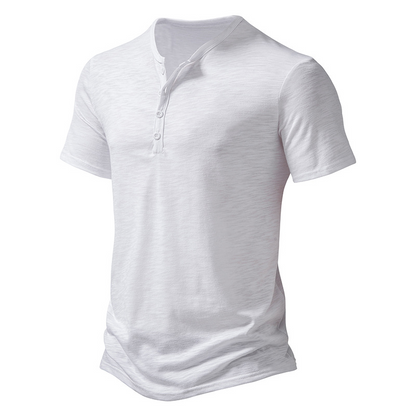 Camiseta masculina casual slim fit com botões na gola