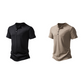 Camiseta masculina casual slim fit com botões na gola