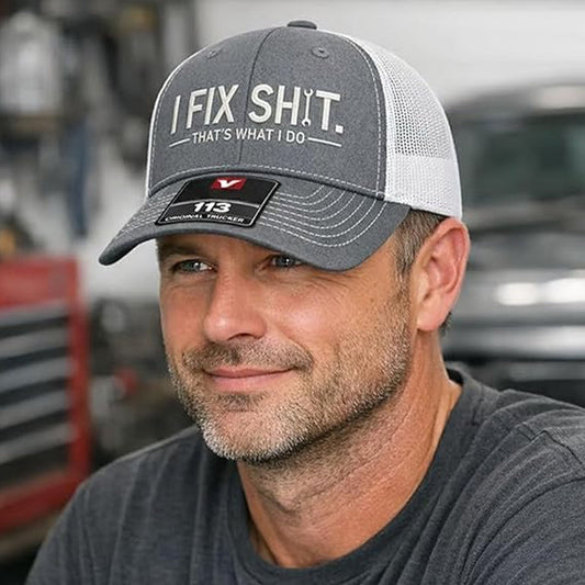 Boné Trucker Bordado "Eu Conserto Tudo"