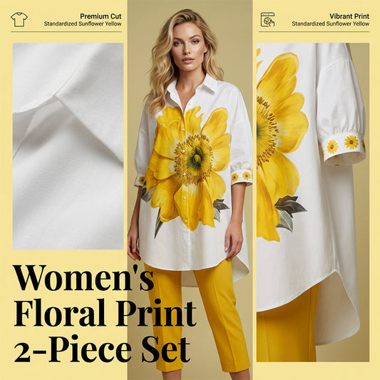 Conjunto feminino de duas peças com estampa floral