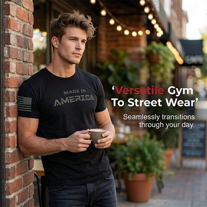 Camiseta masculina de gola redonda com modelagem atlética