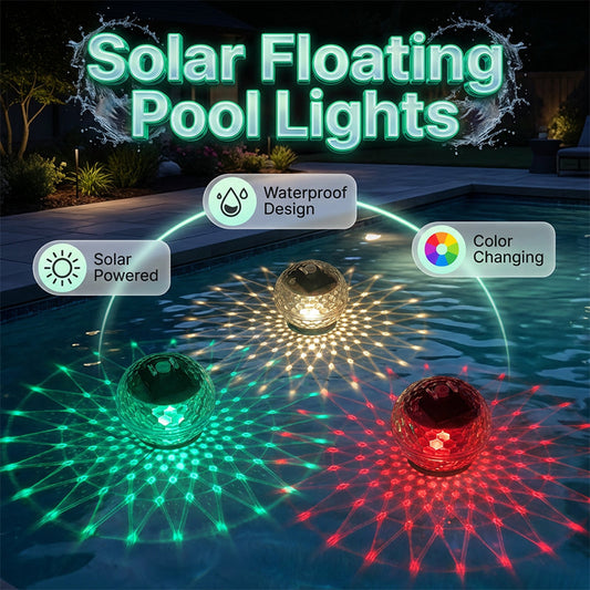 Luzes flutuantes para piscina movidas a energia solar