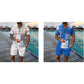 Conjunto masculino de duas peças com camiseta e shorts estampados