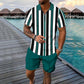 Conjunto masculino de duas peças com camiseta e shorts estampados