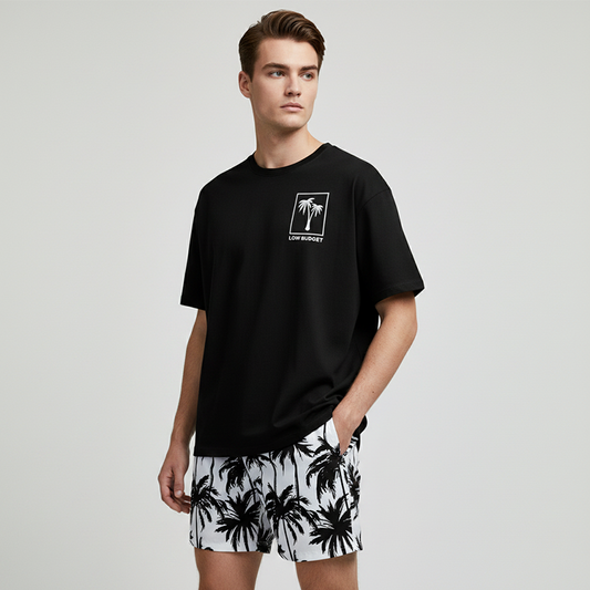 Conjunto de camiseta e shorts estampados para homem (2 peças)