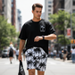 Conjunto de camiseta e shorts estampados para homem (2 peças)