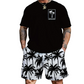 Conjunto de camiseta e shorts estampados para homem (2 peças)